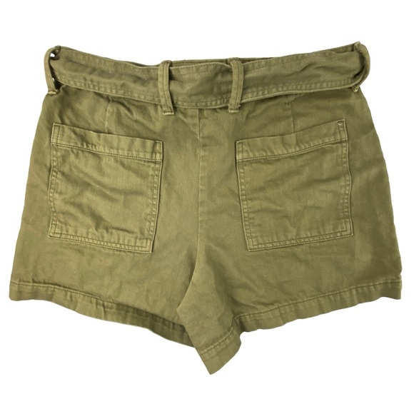 Banana Republic high belted waist olive drab green vegan cotton shorts wms sz 10 - Picture 2 of 14